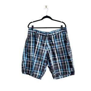 Billabong Mens Built to Thrash Casual Flat Front Shorts Plaid Blue White Size 38